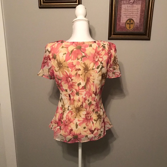 Karin Stevens silky sheer floral print 2 piece dress set size 8 - Picture 5 of 10